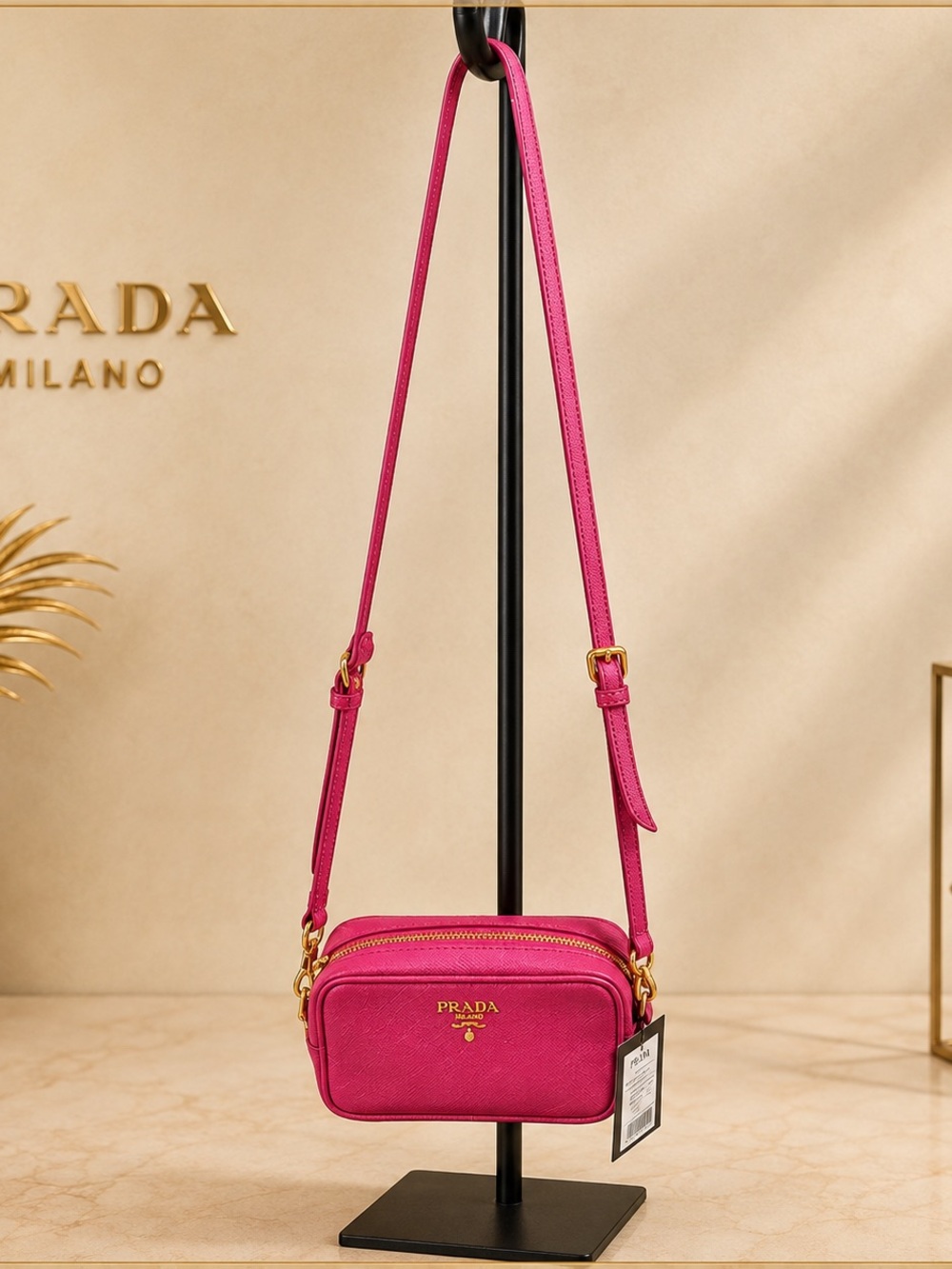 Prada Pink Saffiano Crossbody Bag Entrupy Authentication Included - Picture 7 of 9